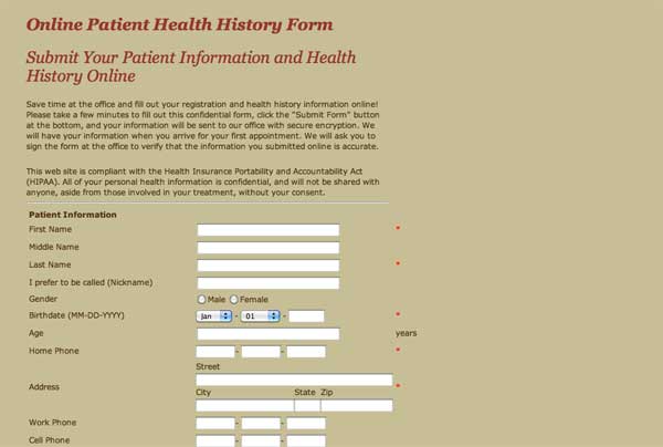 Health History Form