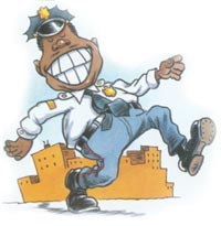 Policeman with teeth